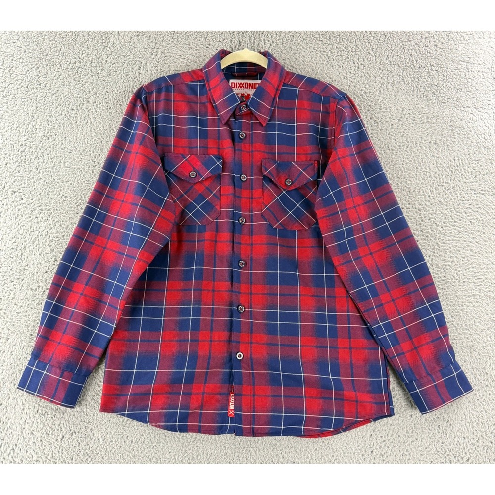 Dixxon Flannel Lexington Shirt Men M Red Blue Plaid D-Tech Performance Button Up